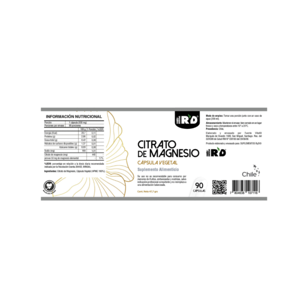 Citrato de magnesio 440mg 90 cápsulas RyDⓇ - Imagen 2
