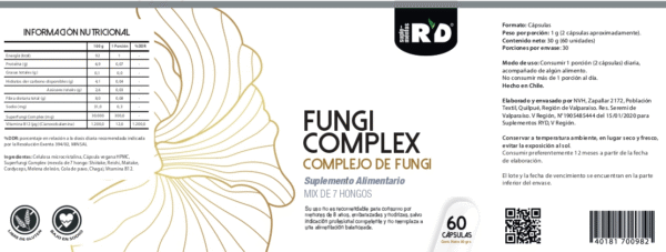 Fungi complex Complejo 7 hongos 60 caps. Sello vegano  RyDⓇ - Imagen 2