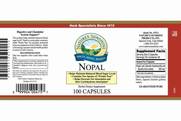 NOPAL X 100 CAPS NATURES SUNSHINE - Imagen 2